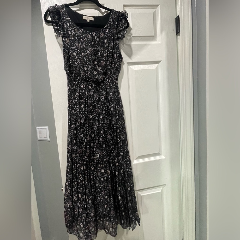 Le Ragazze  Made in Italy Chic Black Floral Maxi Dress